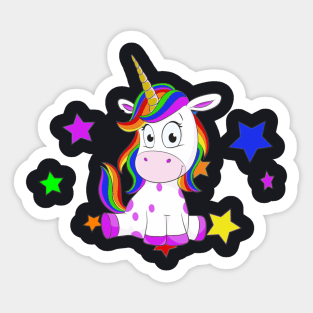 Cute unicorn rainbow colors and stars T-Shirt Sticker